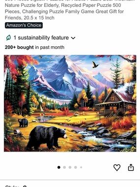 Jeacirio 500 Piece Puzzle Bear Mountain Scene